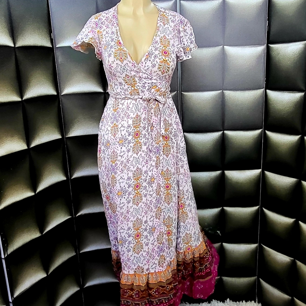 Patrons of Peace Floral Maxi Dress - Pink and Orange